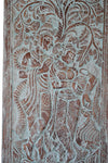 HandCarved Radha Krishna Barn Door Rustic Indian Wall Art 96x40