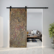  Colorful Indian Vintage Radha Krishna Carved Wall Art Barn Door 96x40