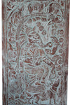 Turquoise Ganesha On Chariot Wall Sculpture, Carved Barn Door 96x40
