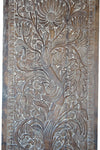 Tree of Life Carved Door, Vintage Black Sliding Barn Door 96