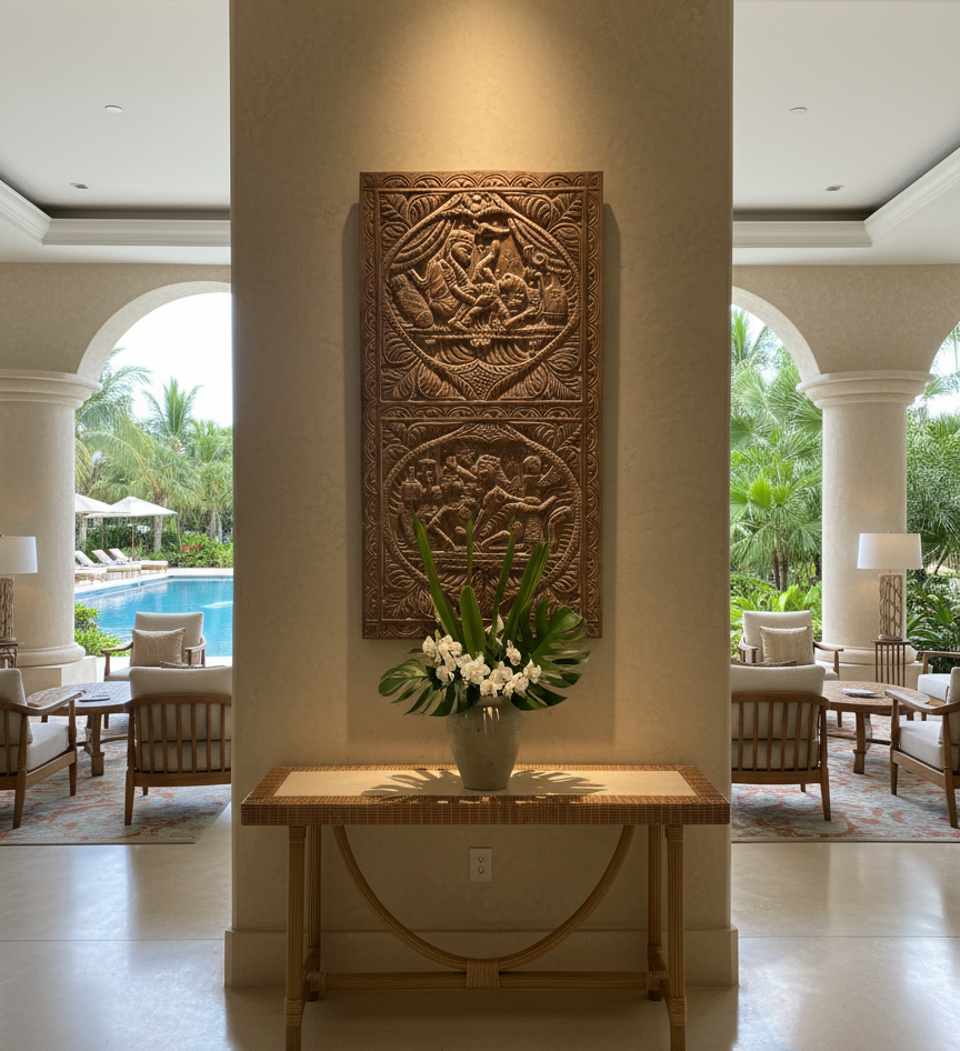 Vintage Carved Panel Kamasutra Wall Art Farmhouse Decor Barn Door 72x35