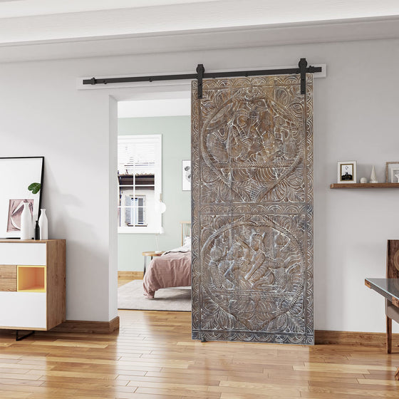 Vintage Carved Wood Kamasutra Wall Art Custom Barn Door 72x35