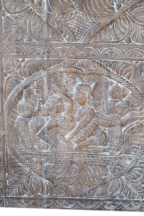 Vintage Carved Wood Kamasutra Wall Art Custom Barn Door 72x35