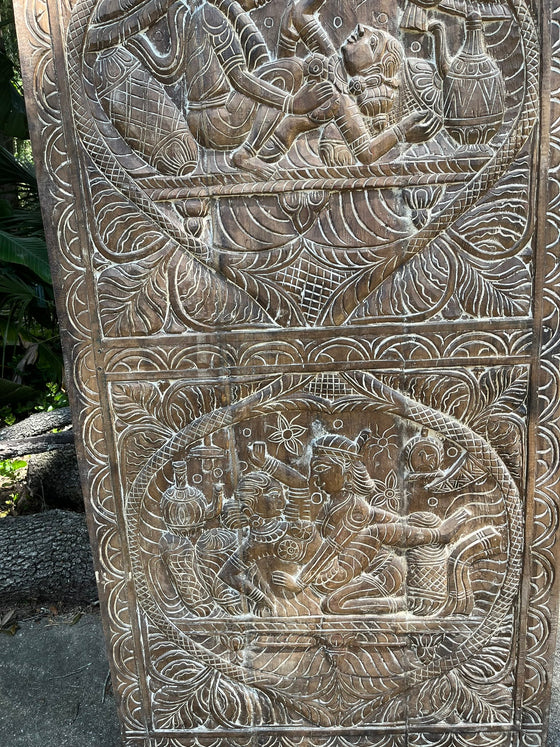 Vintage Carved Wood Kamasutra Wall Art Custom Barn Door 72x35