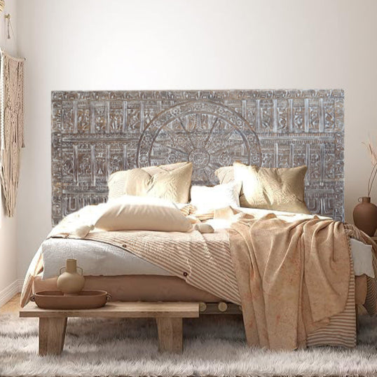 Vintage Carved Headboard Sun Temple Carved Wall Decor Wall Panel 72