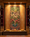 Vintage Ganesha Carving Wall Art Colorful Temple Decor Wall Panel Decor 