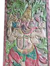 Vintage Ganesha Carving Wall Art Colorful Temple Decor Wall Panel Decor 