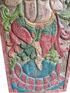 Vintage Ganesha Carving Wall Art Colorful Temple Decor Wall Panel Decor 