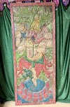 Vintage Ganesha Carving Wall Art Colorful Temple Decor Wall Panel Decor 