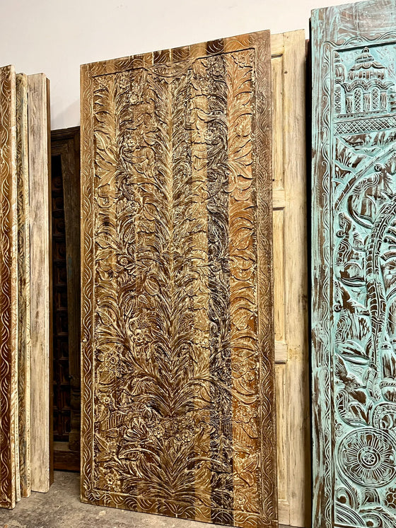 Tree Of Dreams Carved Sliding Barn Door Vintage Accent Door 96x42