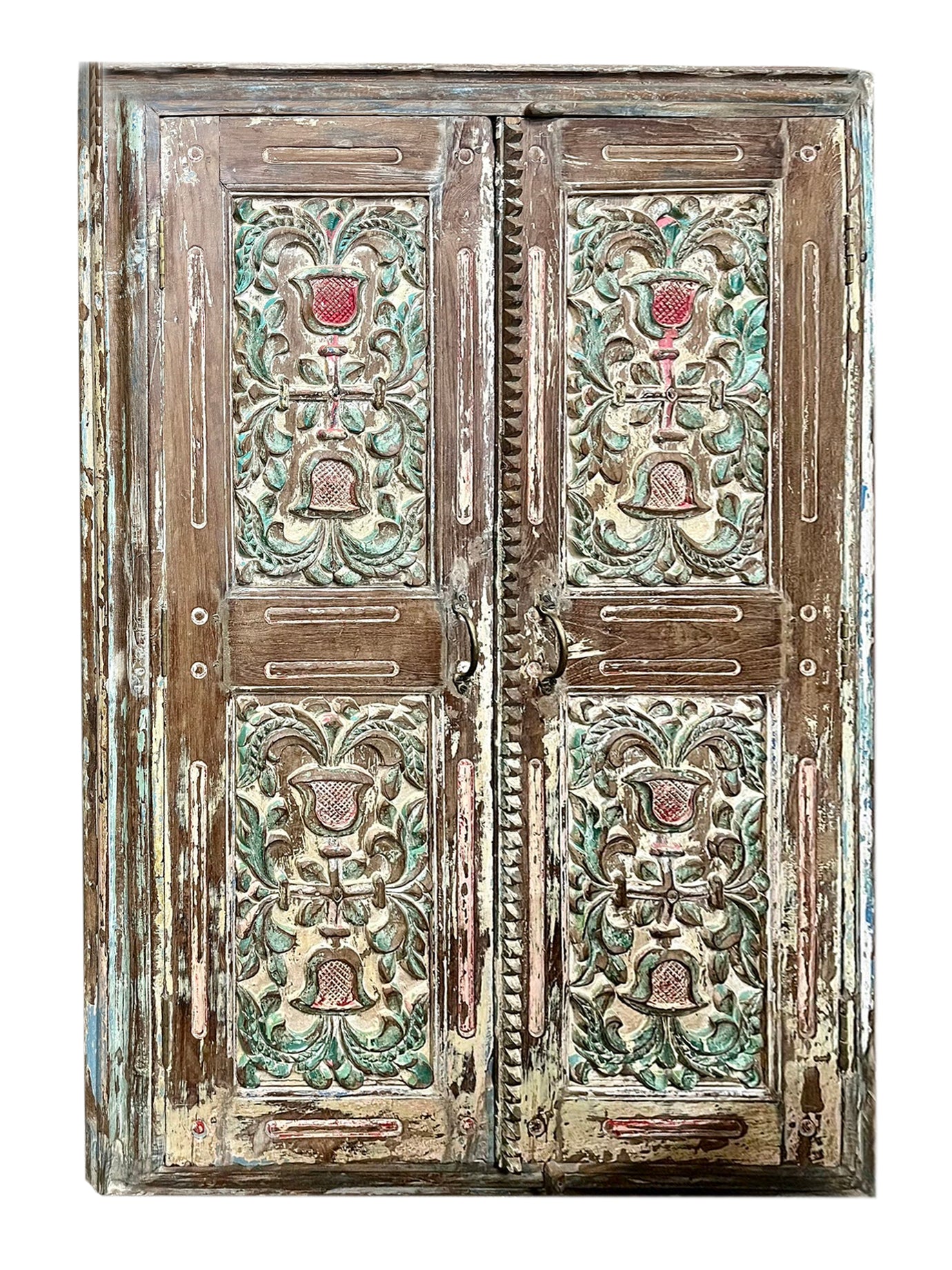 Antique Indian Jharokha Window Shutter Carved Wall Decor Panel