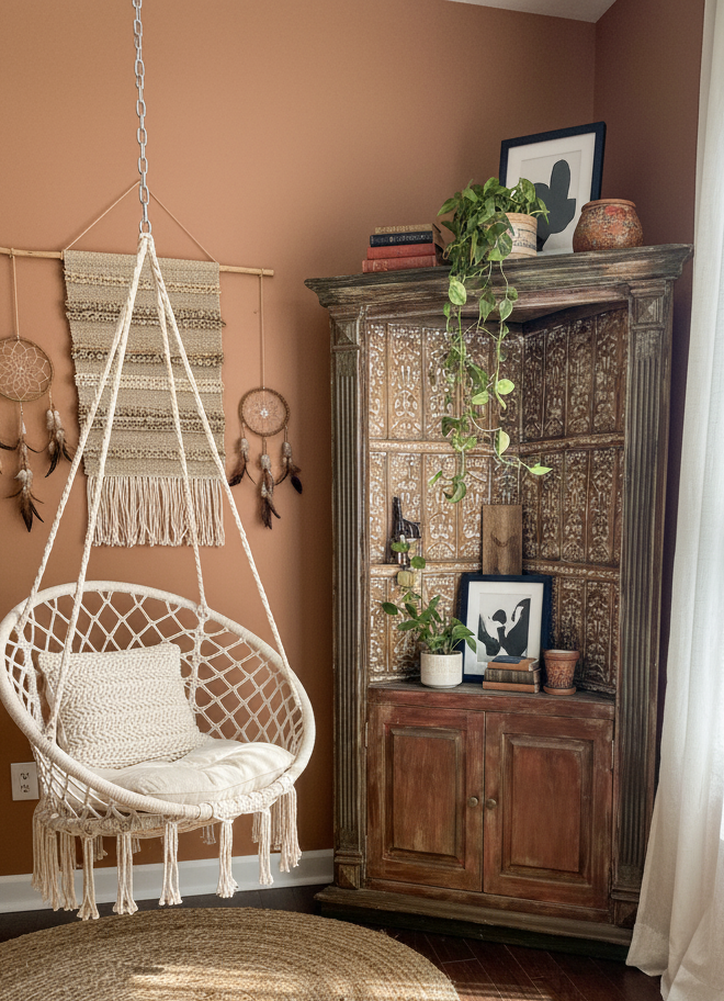 Antique HandCarved Bookshelf Corner Open Rustic Bookcase