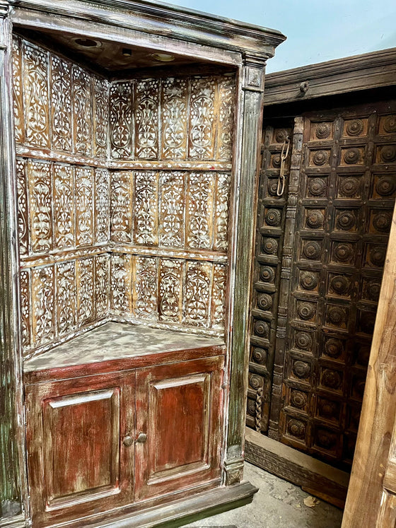 Antique HandCarved Bookshelf Corner Open Bookcase Farmhouse Decor