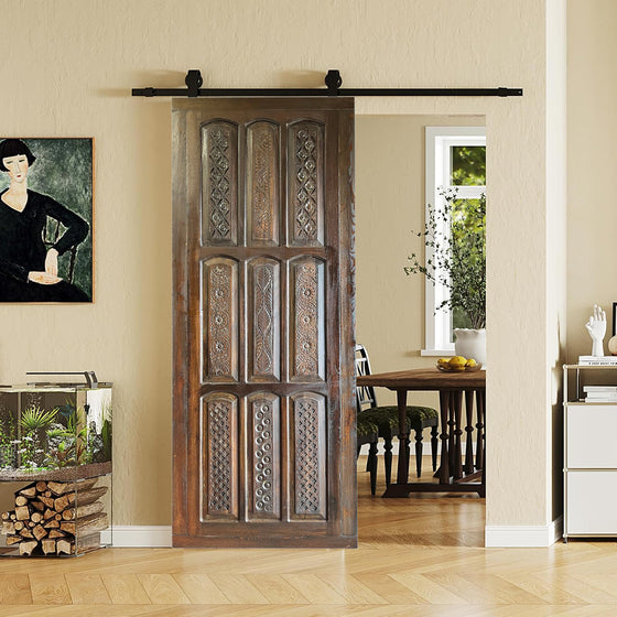 Vintage Carved Door Reclaimed Wooden Farmhouse Sliding Door