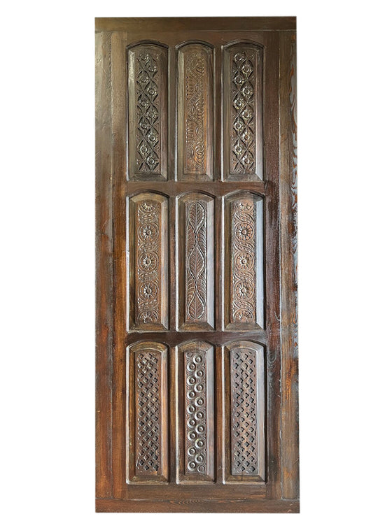 Vintage Carved Door Dark Woods Farmhouse Sliding Door 103x44in