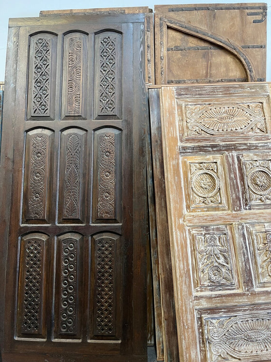 Vintage Carved Door Dark Woods Farmhouse Sliding Door 103x44in