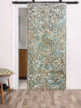 Hand Carved Lotus Door Headboard Natures Harmony Pantry Barn Door 80