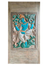 Boho Indian Carved Blue Krishna Wall Sculpture Temple Decor Wall Art 