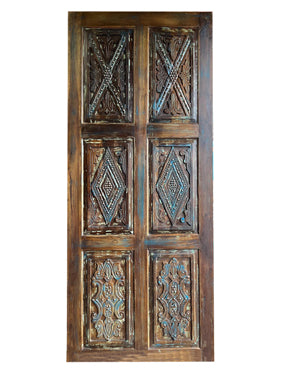 Rustic Carved Door Nail Studs Boho Barn Door 7'x3'