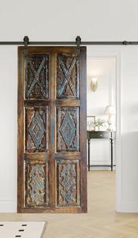 Rustic Carved Door Nail Studs Boho Barn Door 7'x3'
