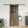Hand Carved Vintage Door Blue Nail Studs Sliding Barn Door 