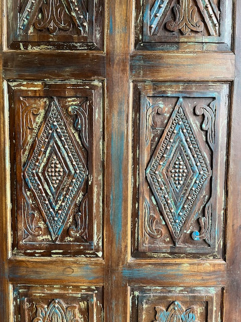 Rustic Carved Door Nail Studs Boho Barn Door 7'x3'