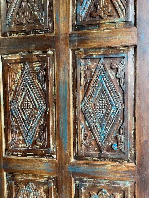 Rustic Carved Door Nail Studs Boho Barn Door 7'x3'