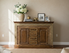 Antique Carved Sideboard Buffet Dresser Brass Accents Storage Chest 