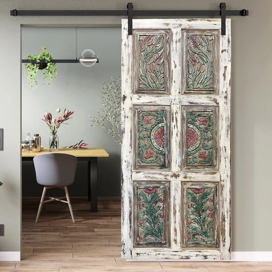 Vintage Carved Door Panel Sliding Barn Door Farmhouse Door 84x36