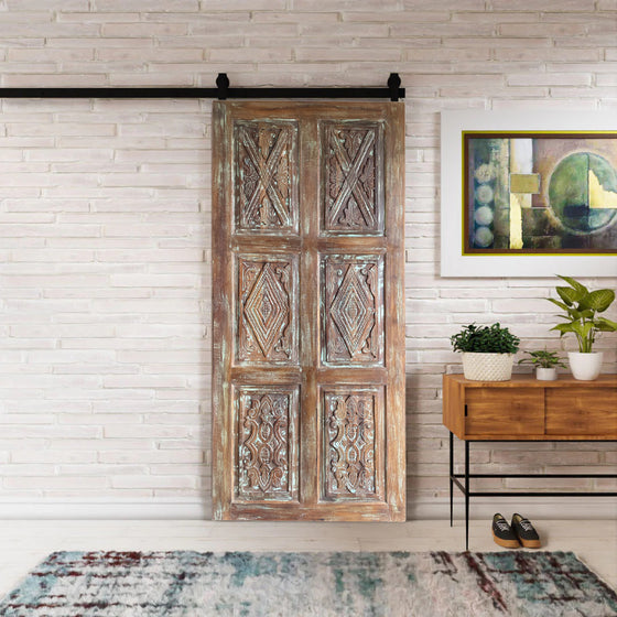 Vintage Carved Wood Barn Doors Pantry Closet 84x36