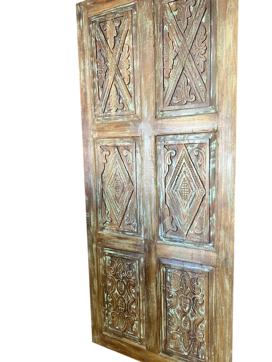 Vintage Carved Wood Barn Doors Pantry Closet 84x36