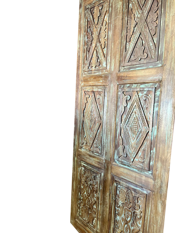 Vintage Carved Wood Barn Doors Pantry Closet 84x36