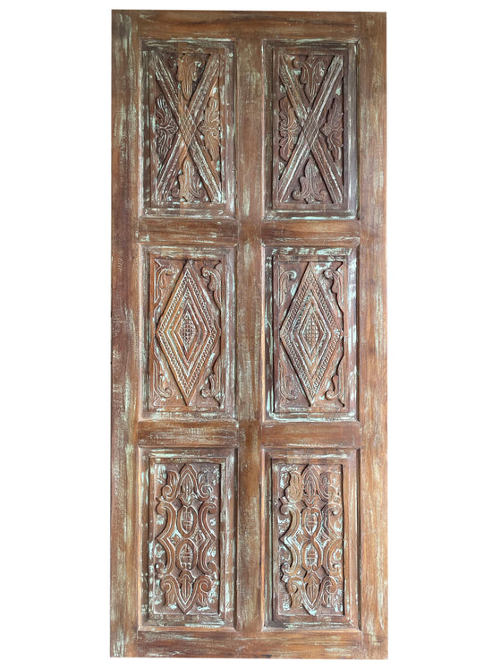 Vintage Carved Wood Barn Doors Pantry Closet 84x36