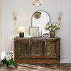 Antique Indian Damchiya Carved Bridal Chest Table Console 