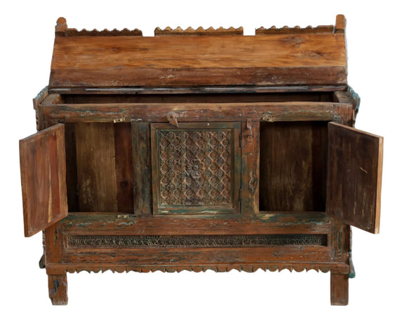 Antique Indian Damchiya Chest –Hand Carved Sideboard Console Table 