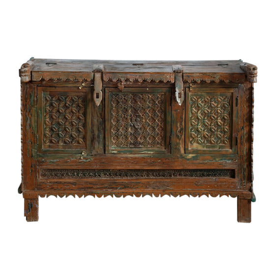 Antique Indian Damchiya Chest –Hand Carved Sideboard Console Table 