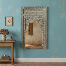  Vintage Arched Wall Mirror Whitewash Carved Mirror Home Decor 