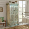 Antique Carved Wardrobe Armoire with Brass Studs, Wine & Bar Cabinet 72