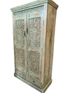 Antique Carved Wardrobe Armoire with Brass Studs, Wine & Bar Cabinet 72