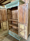 Antique Carved Wardrobe Armoire with Brass Studs, Wine & Bar Cabinet 72