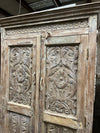 Antique Wardrobe Armoire Whitewashed Mediterranean Style Cabinet 72