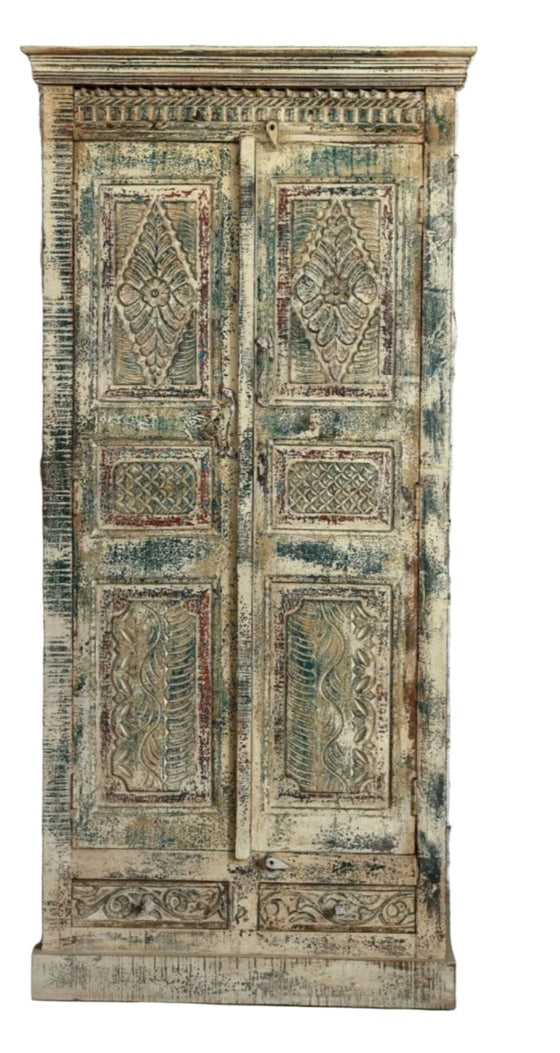Stunning Bohemian Armoire Rustic Carved Wardrobe Farmhouse Cabinet 81