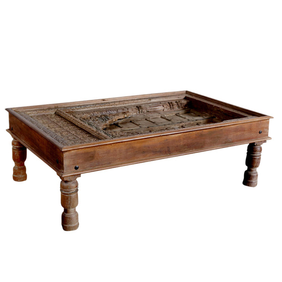 Antique Coffee Table Repurposed Teak Window Rustic Chai Table
