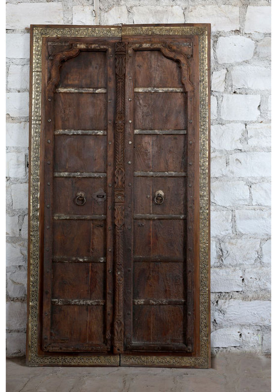 Antique Indian Door Rustic Ranch Double Door Wine Room Barndoors