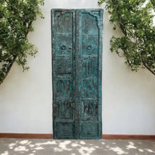  Antique Teak Wood Exterior Door Blue Heavy Old Indian Door