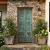 Midcentury Antique Blue Arched Teak Doors Garden Gates 82