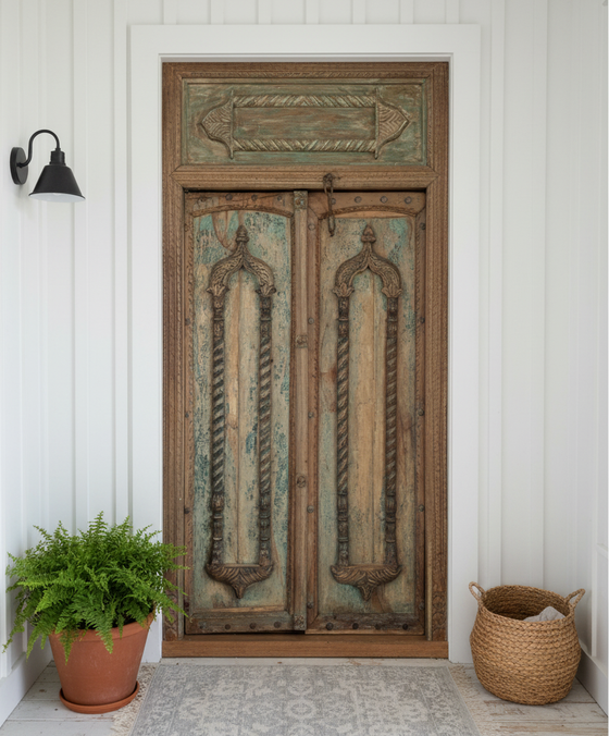 Medieval Antique Authentic Door Teak Wood Exterior Door Old Ornate Door 