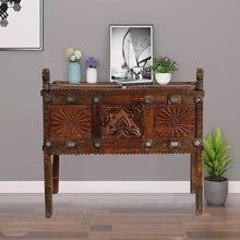  Antique Console Table Bohemian Entryway Carved Hope Chest 36