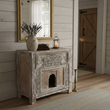  Handcrafted Rustic Bar Console Table Arch Stone Carved Whitewash Table