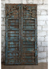 Antique Indian Door Distressed Farmhouse Blue Hand Carved Garden Doors 81